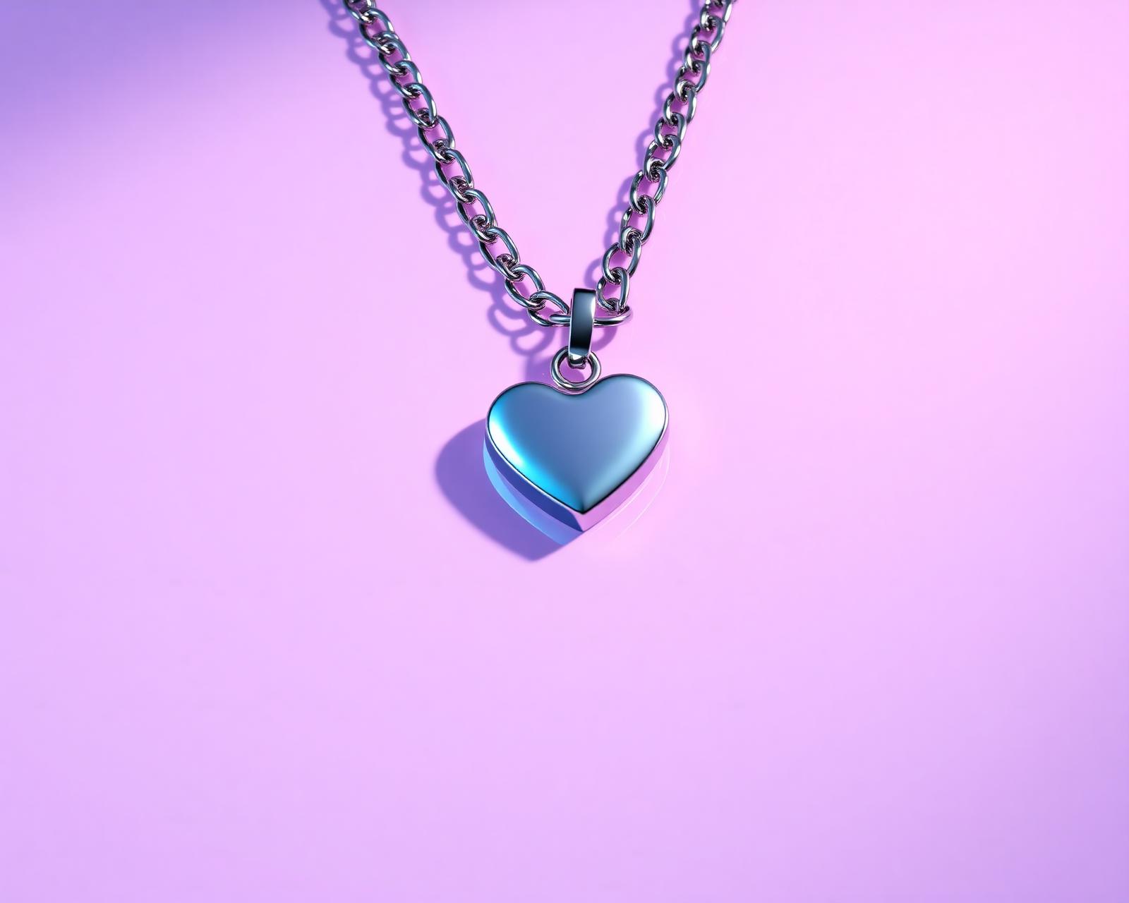 Chrome heart choker on lavender